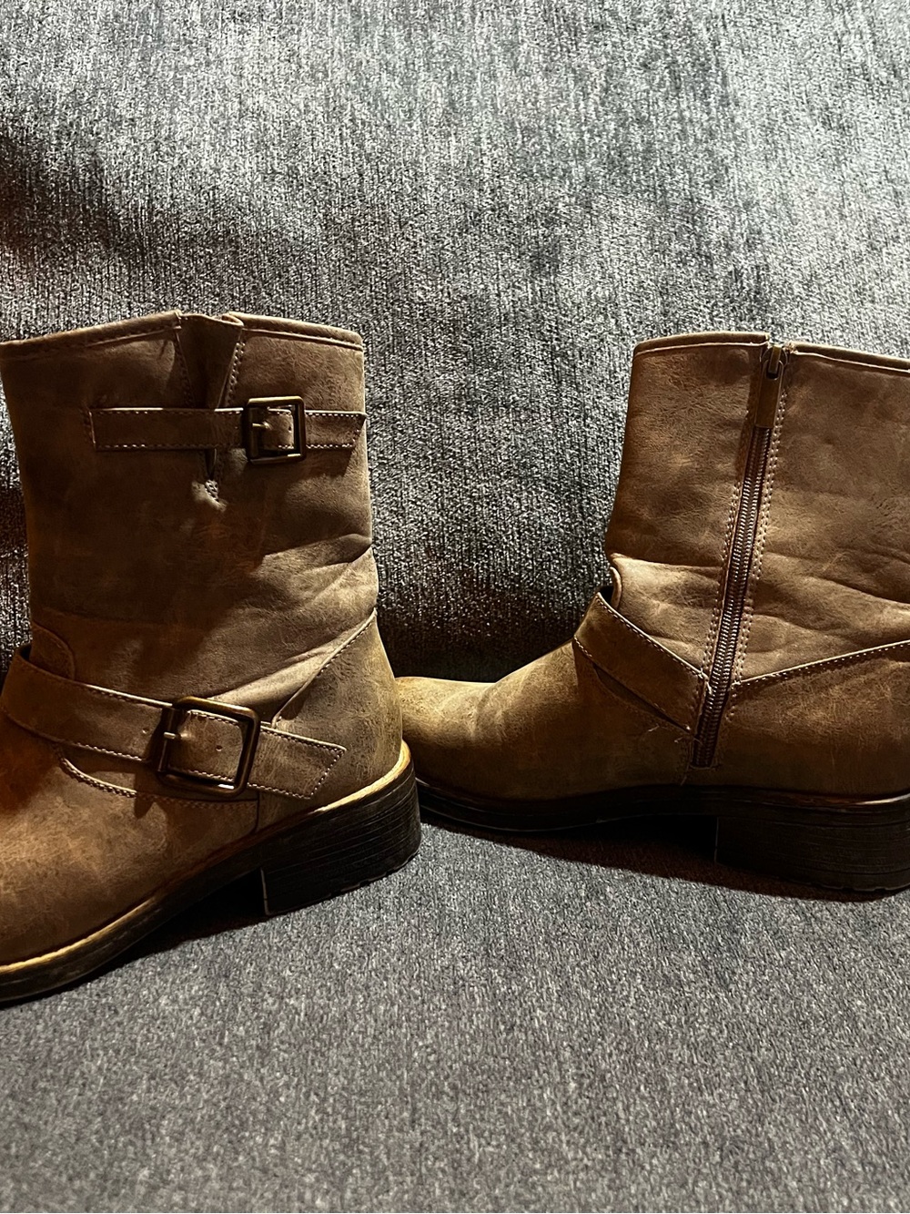 Brown Suede Buckle Ankle Boots for Women